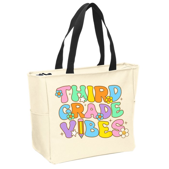3rd Grade Vibes Back To School Retro Third Grade Teachers Zip Tote Bag
