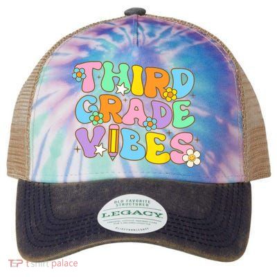 3rd Grade Vibes Back To School Retro Third Grade Teachers Legacy Tie Dye Trucker Hat