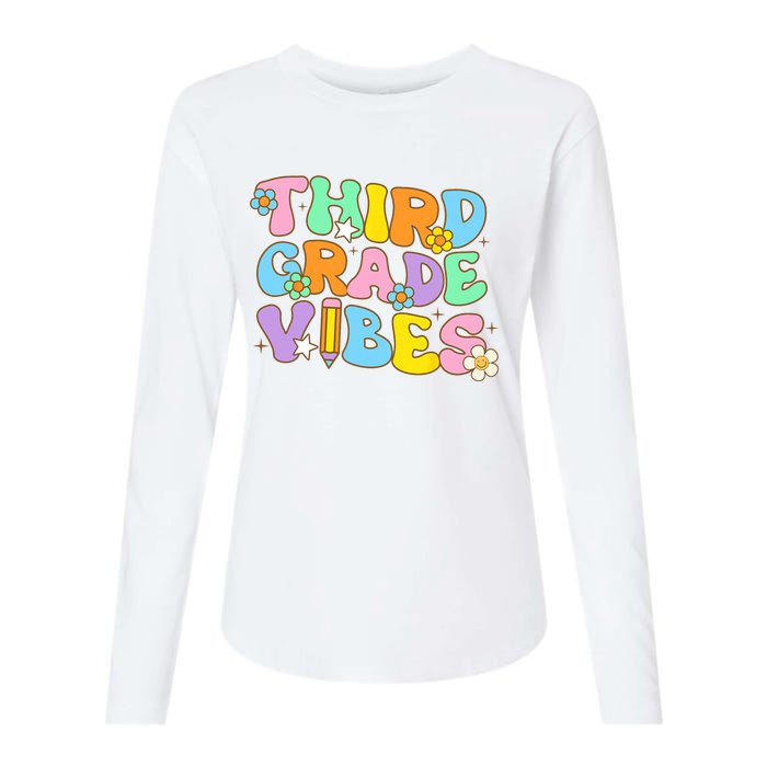 3rd Grade Vibes Back To School Retro Third Grade Teachers Womens Cotton Relaxed Long Sleeve T-Shirt