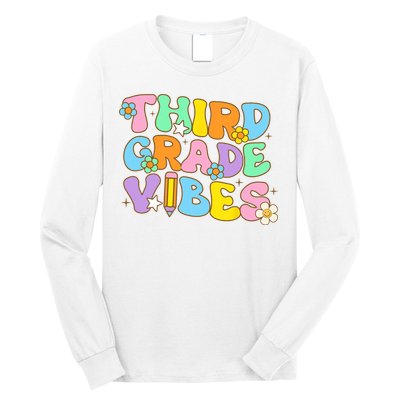 3rd Grade Vibes Back To School Retro Third Grade Teachers Long Sleeve Shirt