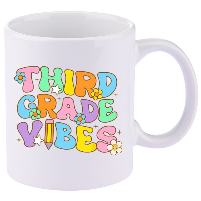 3rd Grade Vibes Back To School Retro Third Grade Teachers 11oz C Handle Ceramic Mug