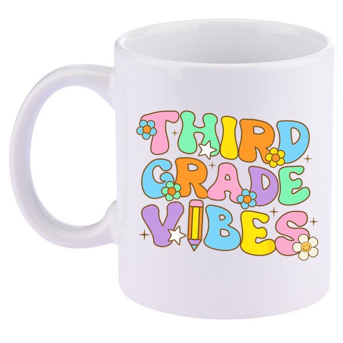3rd Grade Vibes Back To School Retro Third Grade Teachers 11oz C Handle Ceramic Mug