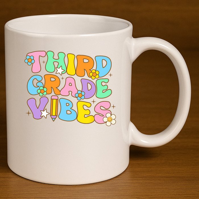 3rd Grade Vibes Back To School Retro Third Grade Teachers 11oz C Handle Ceramic Mug