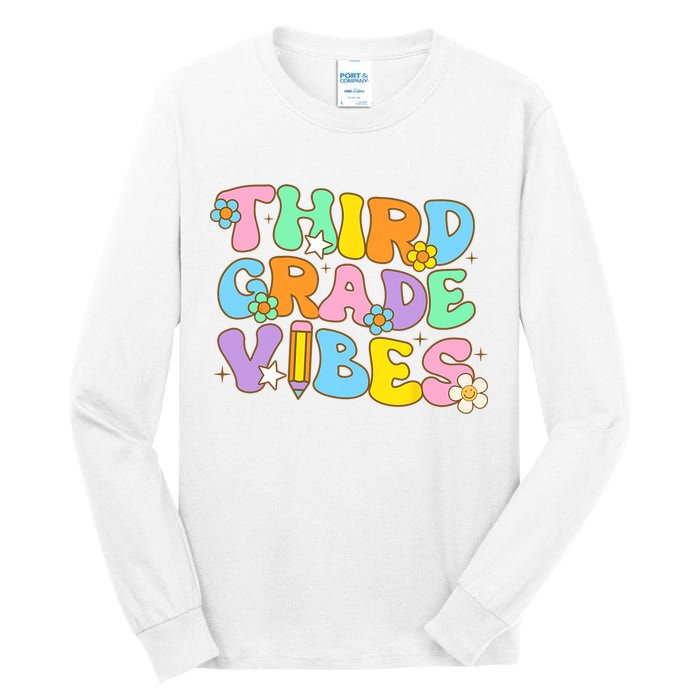 3rd Grade Vibes Back To School Retro Third Grade Teachers Tall Long Sleeve T-Shirt