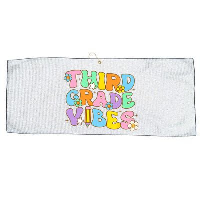 3rd Grade Vibes Back To School Retro Third Grade Teachers Large Microfiber Waffle Golf Towel