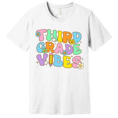 3rd Grade Vibes Back To School Retro Third Grade Teachers Premium T-Shirt