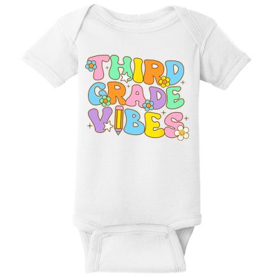 3rd Grade Vibes Back To School Retro Third Grade Teachers Baby Bodysuit
