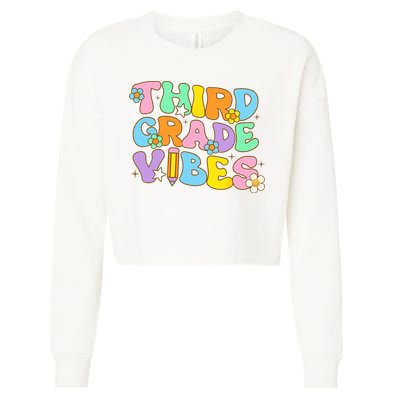 3rd Grade Vibes Back To School Retro Third Grade Teachers Cropped Pullover Crew