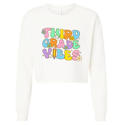 3rd Grade Vibes Back To School Retro Third Grade Teachers Cropped Pullover Crew