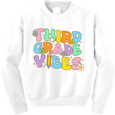 3rd Grade Vibes Back To School Retro Third Grade Teachers Kids Sweatshirt
