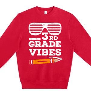 3rd Grade Vibes Funny Third Grade Back To School Premium Crewneck Sweatshirt