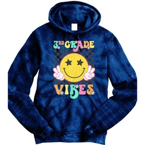 3rd Grade Vibes Smile Face Back To School Third Grade Tie Dye Hoodie