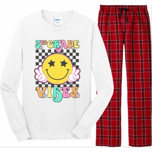 3rd Grade Vibes Smile Face Back To School Third Grade Long Sleeve Pajama Set