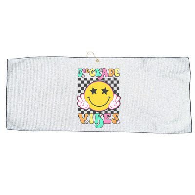 3rd Grade Vibes Smile Face Back To School Third Grade Large Microfiber Waffle Golf Towel