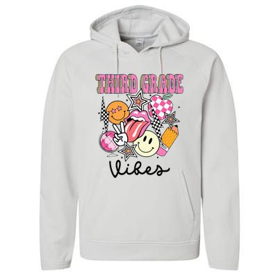 3rd Grade Vibes Team Retro First Day Of School Teacher Performance Fleece Hoodie