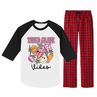 3rd Grade Vibes Team Retro First Day Of School Teacher Raglan Sleeve Pajama Set