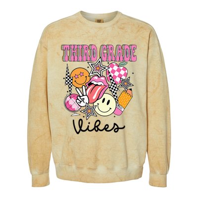 3rd Grade Vibes Team Retro First Day Of School Teacher Colorblast Crewneck Sweatshirt