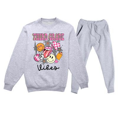 3rd Grade Vibes Team Retro First Day Of School Teacher Premium Crewneck Sweatsuit Set