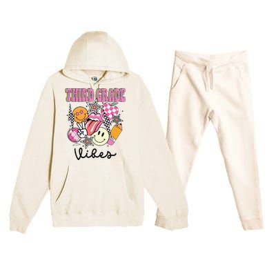 3rd Grade Vibes Team Retro First Day Of School Teacher Premium Hooded Sweatsuit Set