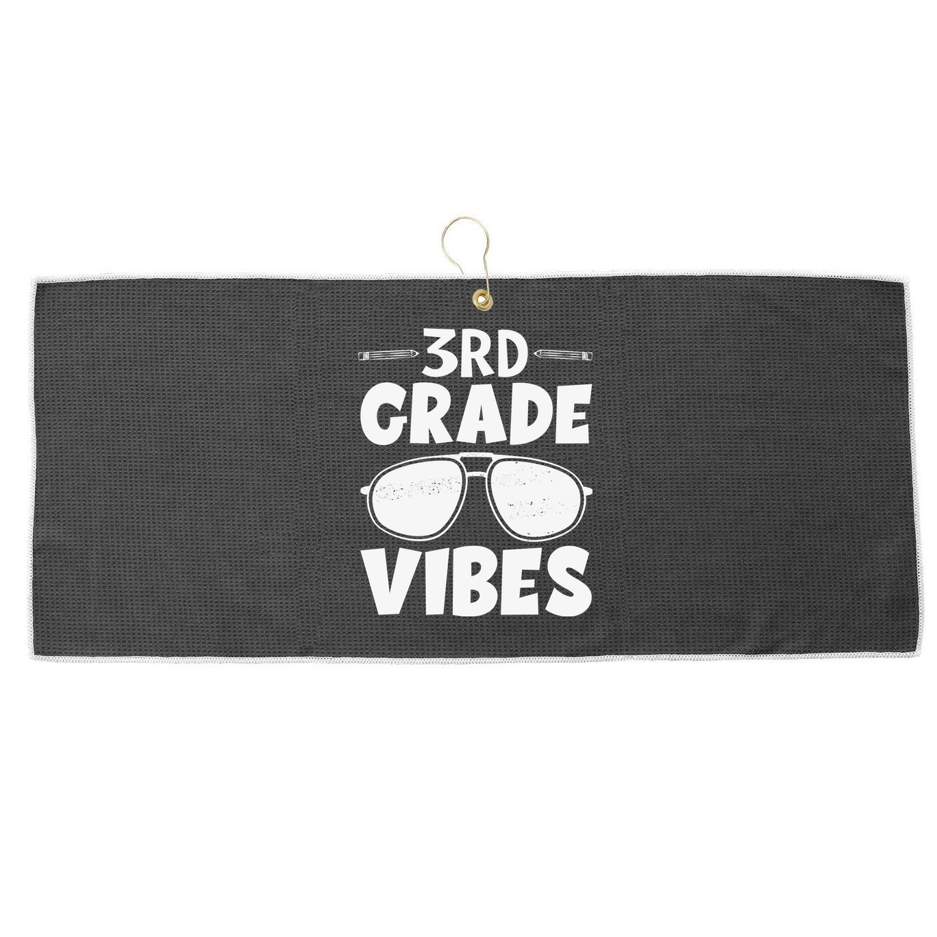 3rd Grade Vibers Glassess Teacher Student Back To School Large Microfiber Waffle Golf Towel