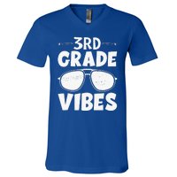 3rd Grade Vibers Glassess Teacher Student Back To School V-Neck T-Shirt