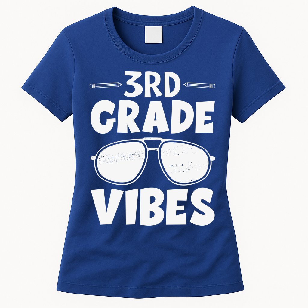 3rd Grade Vibers Glassess Teacher Student Back To School Womens T-Shirt
