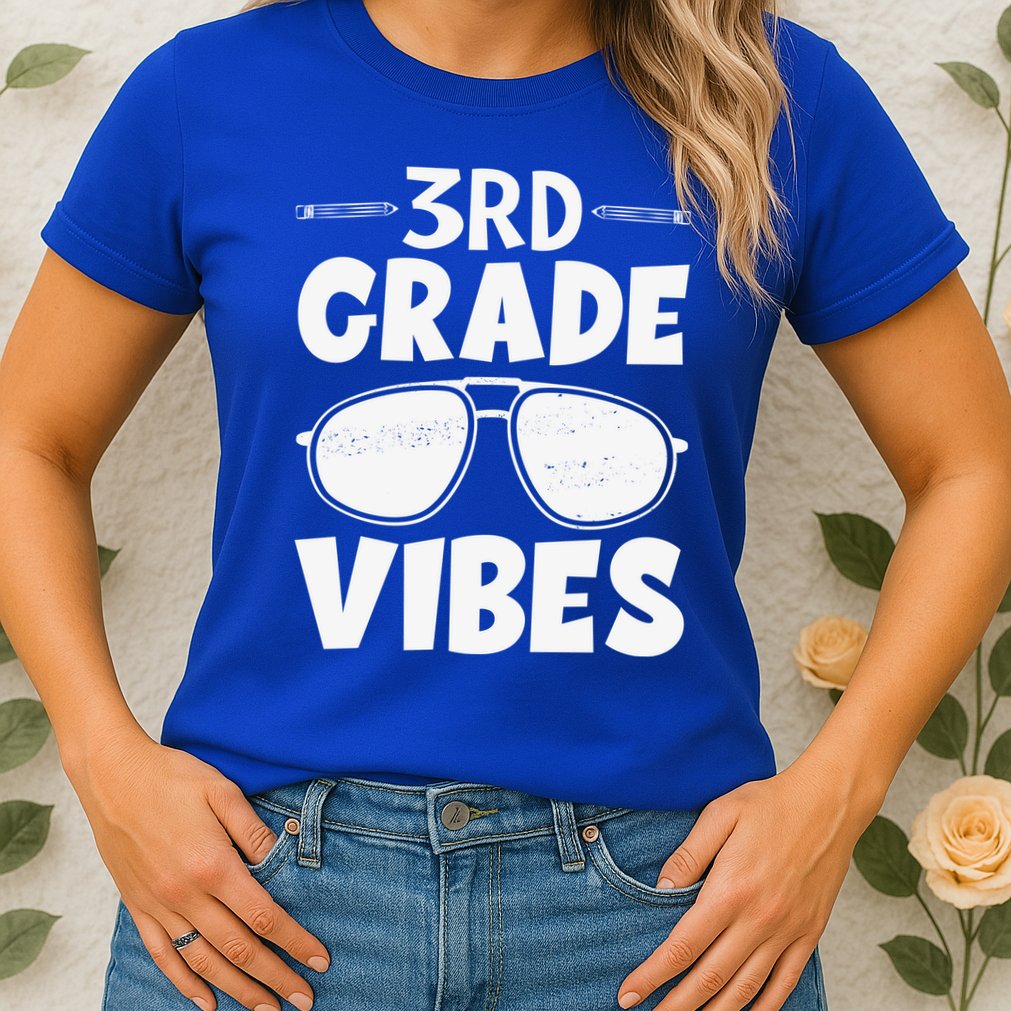 3rd Grade Vibers Glassess Teacher Student Back To School Womens T-Shirt