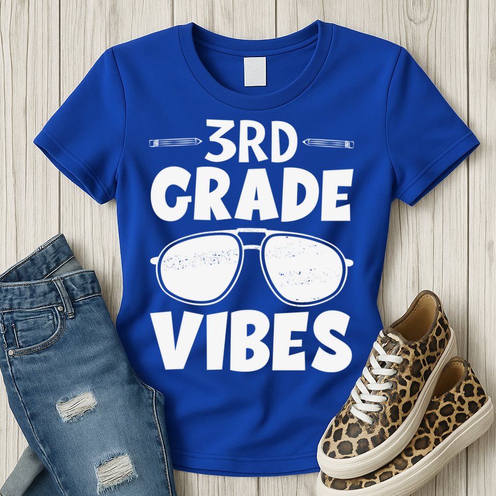 3rd Grade Vibers Glassess Teacher Student Back To School Womens T-Shirt