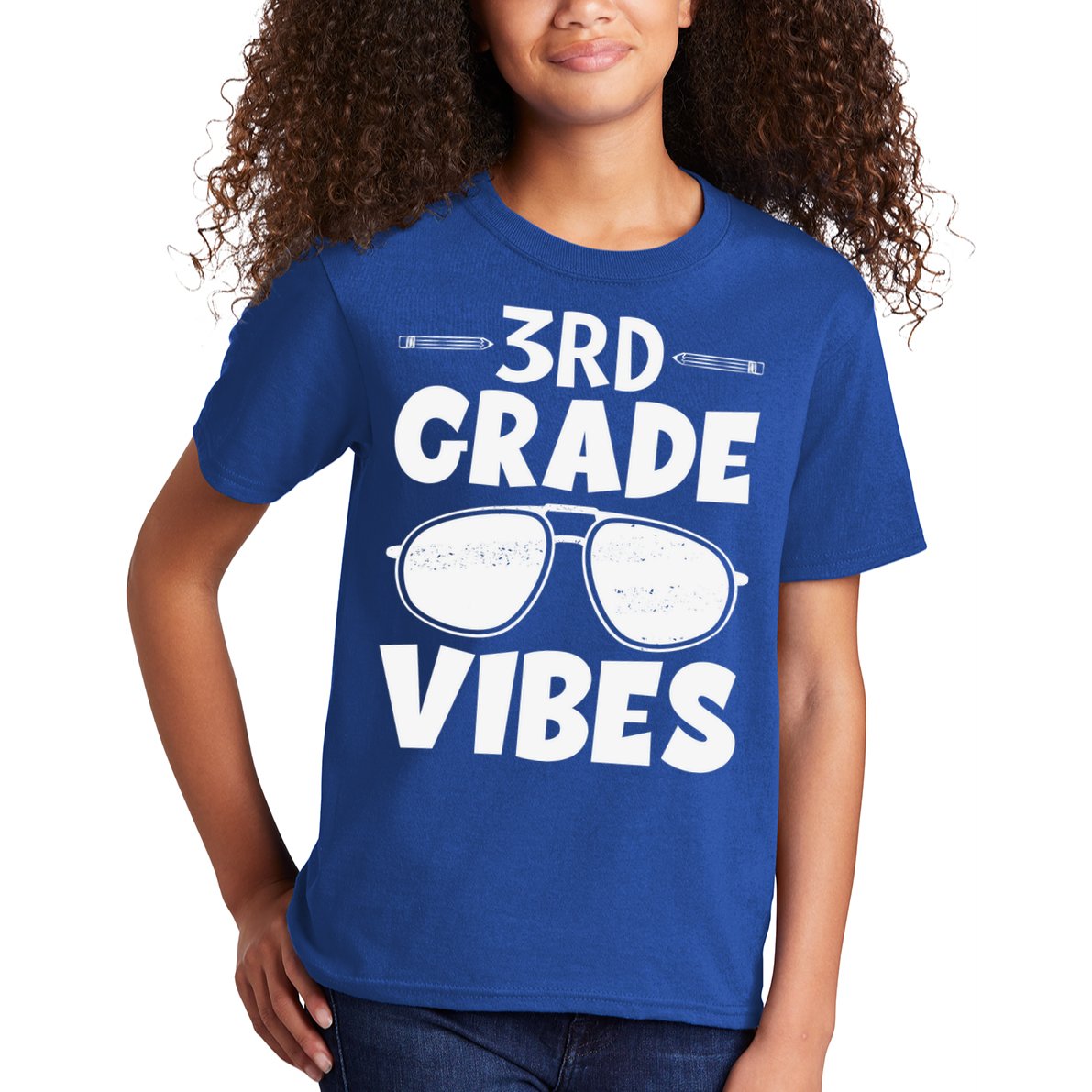 3rd Grade Vibers Glassess Teacher Student Back To School Kids T-Shirt