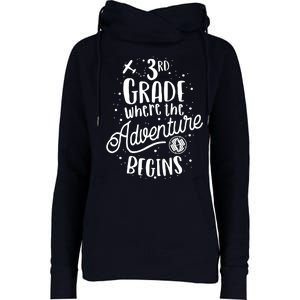 3rd Grade Where The Adventure Begins Womens Funnel Neck Pullover Hood