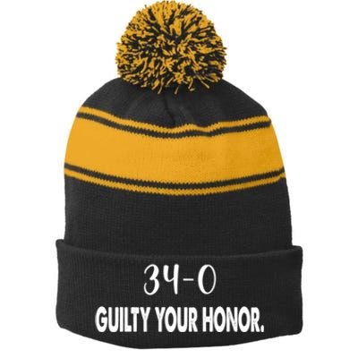 340 Guilty Your Honor. Guilty Verdict 34 To 0 Felony Counts Stripe Pom Pom Beanie