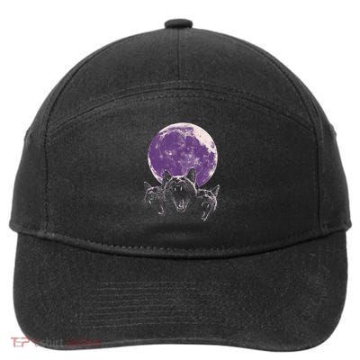 3 Headed Cat Meme Full Moon Phase Witchy Dark Academia 7-Panel Snapback Hat