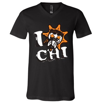 333 Half Evil I Love Chi G.L.O G.A.N.G V-Neck T-Shirt