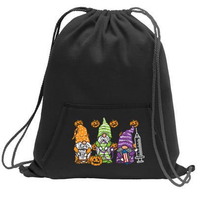 3 Halloween Gnome Nurses Funny Costume Nursing Women Sweatshirt Cinch Pack Bag