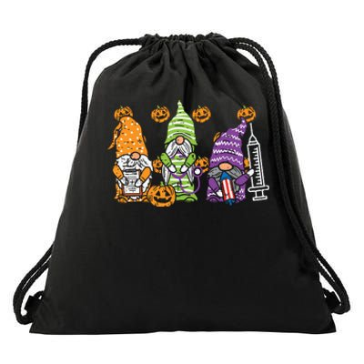 3 Halloween Gnome Nurses Funny Costume Nursing Women Drawstring Bag