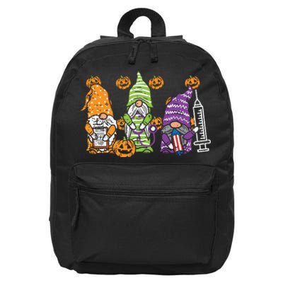 3 Halloween Gnome Nurses Funny Costume Nursing Women 16 in Basic Backpack