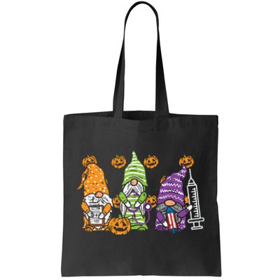 3 Halloween Gnome Nurses Funny Costume Nursing Women Tote Bag