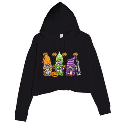 3 Halloween Gnome Nurses Funny Costume Nursing Crop Fleece Hoodie