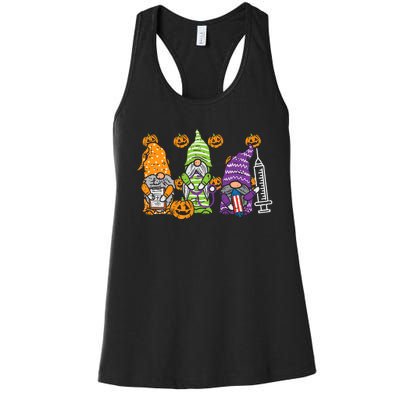 3 Halloween Gnome Nurses Funny Costume Nursing Women's Racerback Tank