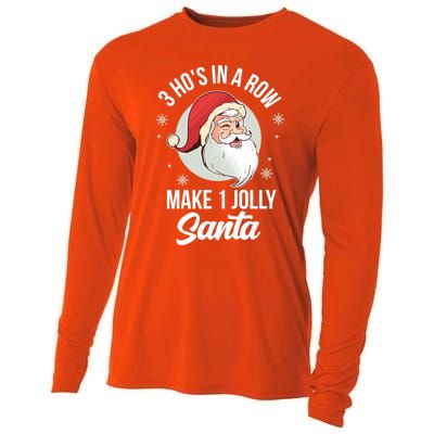 3 HoS In A Row Make 1 Jolly Santa Funny Adults Christmas Gift Cooling Performance Long Sleeve Crew