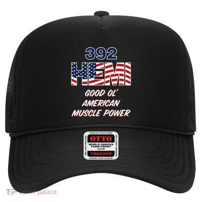 392 Hemi With Usa Flag Design. Patriotic Car Design High Crown Mesh Back Trucker Hat
