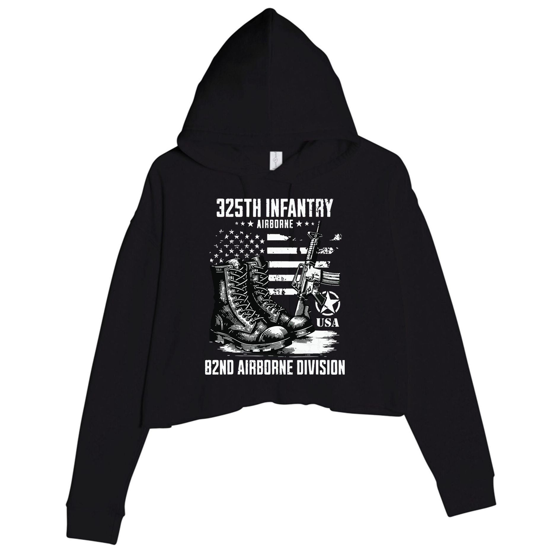 325th Infantry Regiment 82nd Airborne Division Veteran Crop Fleece Hoodie