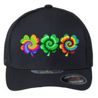 3 Irish Shamrock Tie Dye Happy St Patricks Day Go Lucky Gift Flexfit Unipanel Trucker Cap