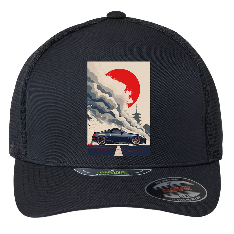 350 Jdm Race Car Scene Z33 Tuning Drift Import Flexfit Unipanel Trucker Cap