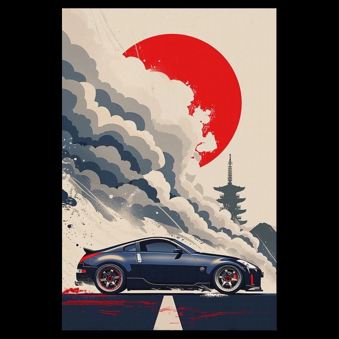 350 Jdm Race Car Scene Z33 Tuning Drift Import Flat Bill Trucker Hat