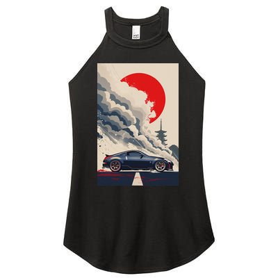 350 Jdm Race Car Scene Z33 Tuning Drift Import Women's Perfect Tri Rocker Tank