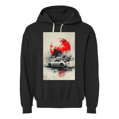 350 Jdm Race Car Scene Z33 Tuning Drift Import Garment-Dyed Fleece Hoodie