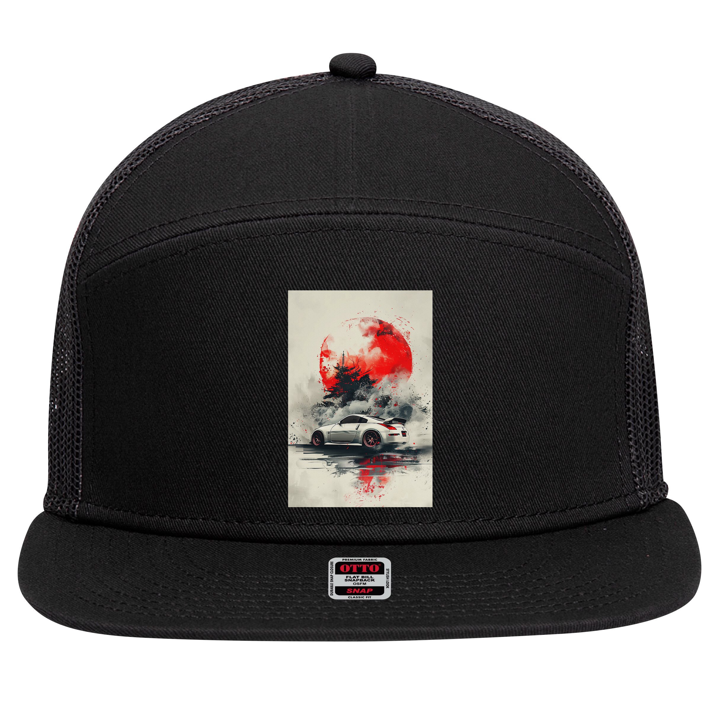 350 Jdm Race Car Scene Z33 Tuning Drift Import 7 Panel Mesh Trucker Snapback Hat