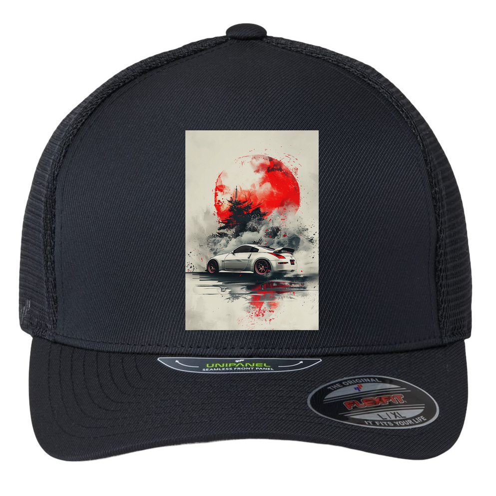 350 Jdm Race Car Scene Z33 Tuning Drift Import Flexfit Unipanel Trucker Cap