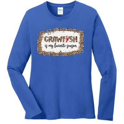 30o Leopard Crawfish Is My Favorite Season Crawfish Lover Meaningful Gift Ladies Long Sleeve Shirt